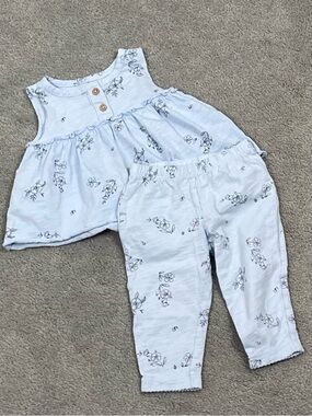 Carter's Baby Girl 2-Piece Floral Outfit Set - Light Blue, Size 9 Months